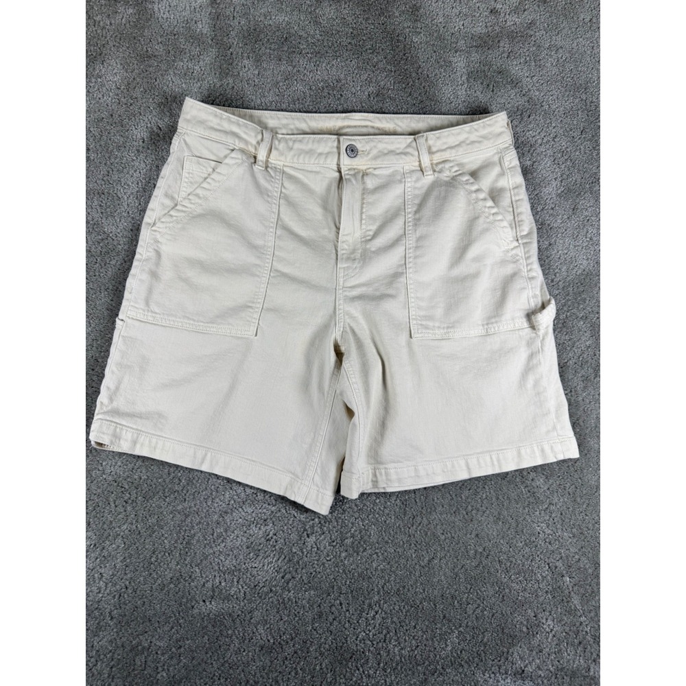 American Eagle Carpenter Shorts Womens 14 Cream Off White Stretch Utility Denim